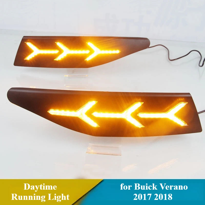 for Buick Verano 2017 2018 Car Led Daytime Running Lights Streamer Steering Modified DRL Front Bumper Fog Lamp 12V Daylights — view 4