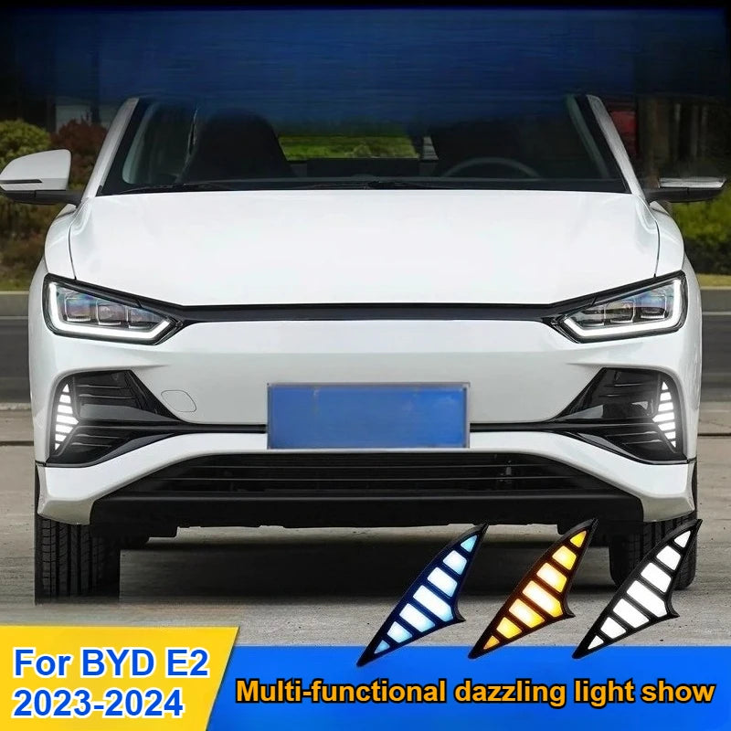 For BYD Atto 2‌‌ E2 2023-2024 LED Daytime Running Lights Front Fog Lamp Frame Decorative Lights Yellow Dynamic Turn Signal — view 2