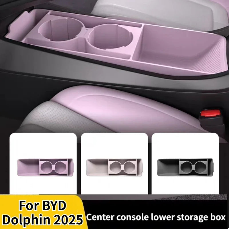 For BYD Dolphin 2021-2025 Car Center Console Lower Storage Box Interior Armrest Silicone Under Organizer Tray Tidying Accessory — view 1