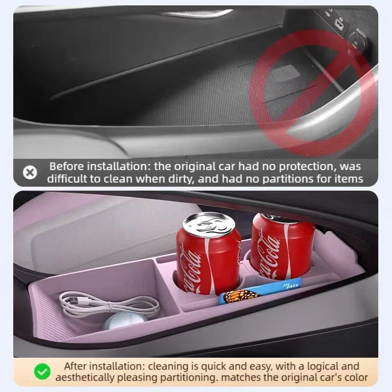 For BYD Dolphin 2021-2025 Car Center Console Lower Storage Box Interior Armrest Silicone Under Organizer Tray Tidying Accessory — view 4