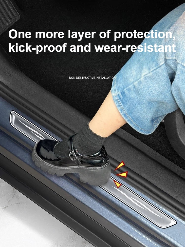 For BYD Sealion 7 2024 2025 4PC Drop Glue Car Door Threshold Strip Adhesive Protective Sticker Pedal Scratch Resistant Protector — view 3