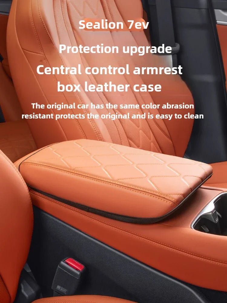 For BYD Sealion 7 2024 2025 Car Center Console Armrest Cover Protective Pad Leather Anti-scratch Armrest Box Cushion Accessories — view 2