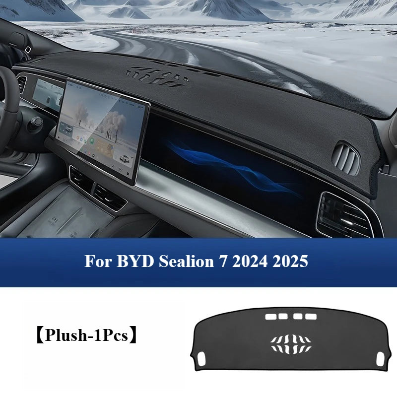 For BYD Sealion 7 2024 2025 Car Dashboard Plush Avoid-Light Pad Instrument Panel Thermal insulation Protective Mat Accessories — view 1