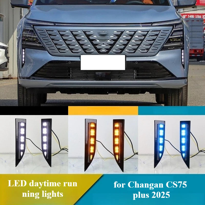 For Changan CS75 Plus 4th Gen 2025-2026 LED Daytime Running Lights DRL Front Fog Lights Modified Dynamic Turn Signals Night Blue — view 1