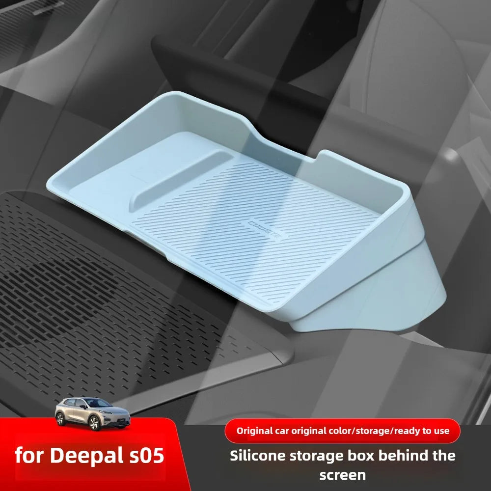 For Changan Deepal S05 Car Dashboard Screen Rear Storage Box Central Console Silicone Pad Tissue Box Car Interior Organizer — view 1