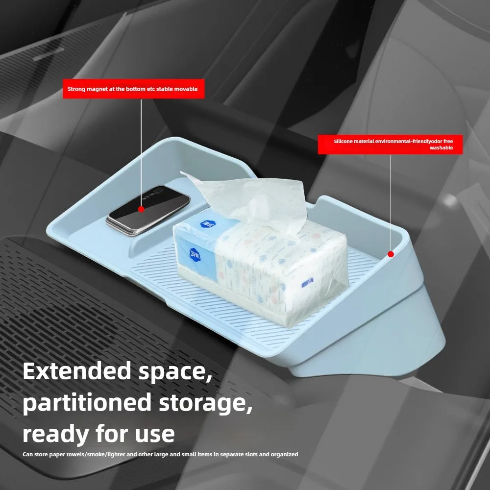 For Changan Deepal S05 Car Dashboard Screen Rear Storage Box Central Console Silicone Pad Tissue Box Car Interior Organizer — view 3