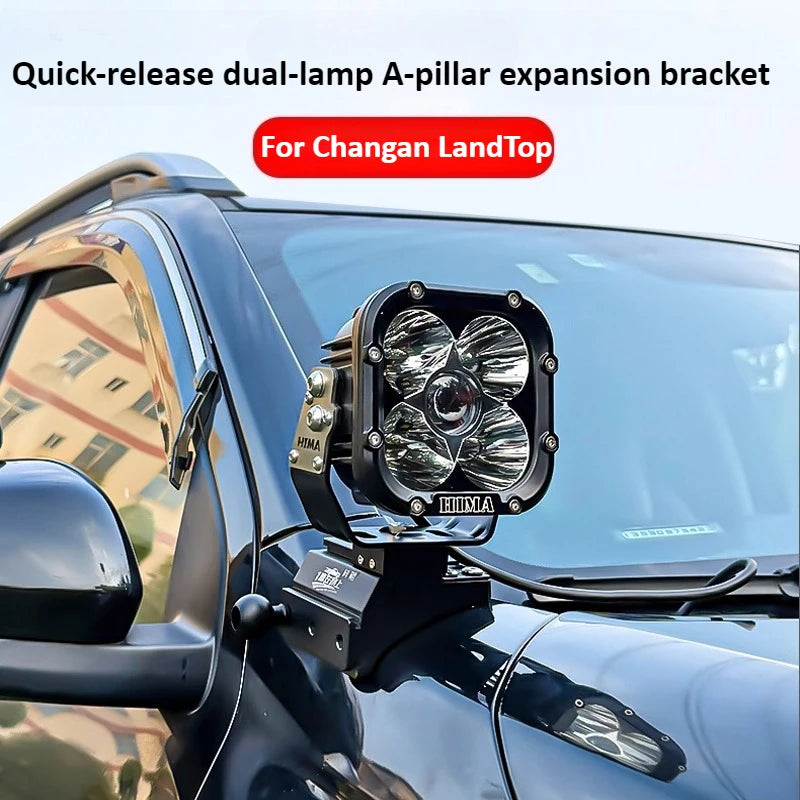 For Changan LandTop Hunter Car A Pillar Led Spotlight Bracket Front Engine Hood Quick Release Dual Guide Rail Expansion Stand — view 2