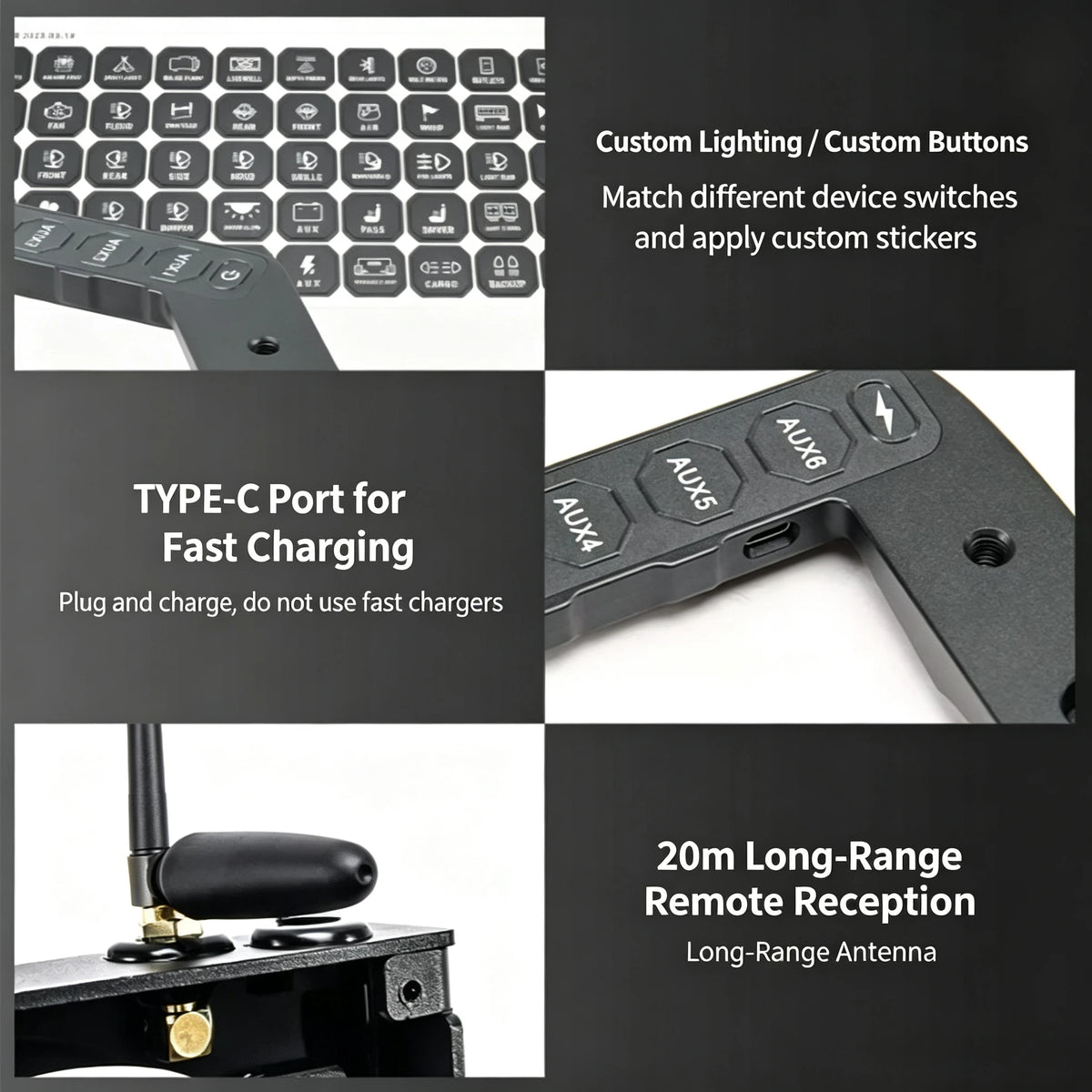 For Chery ICAR V23 2024-2026 Car A-Pillar Integrated Switch Wireless Remote Control Panel Led Spotlight Handle Switch Accessory — view 3