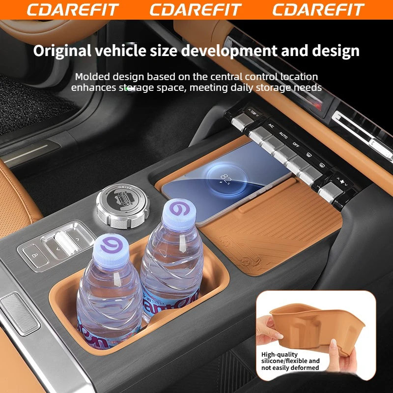 For Chery ICAUR ICAR V27 Car Central Console Wireless Charging Silicone Pad Cup Holder Anti-Slip Protective Mat Accessories — view 3