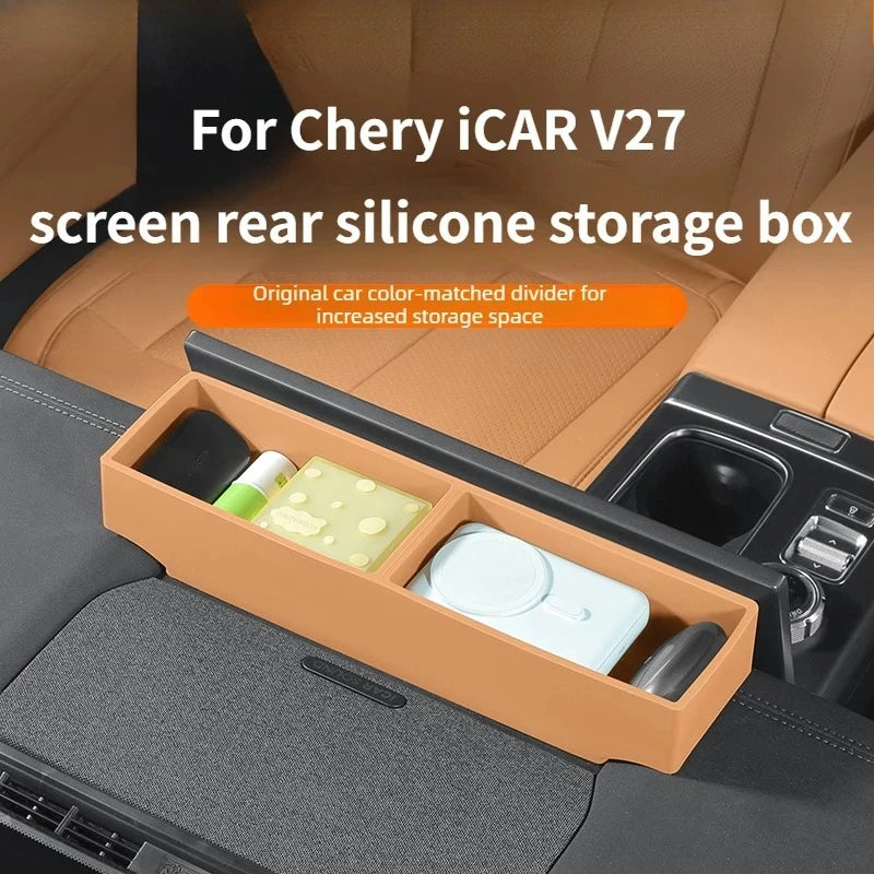 For Chery ICAUR ICAR V27 Car Navigation Screen Rear Silicone Storage Box Dashboard Sundries Organizer Tray Interior Accessories — view 1