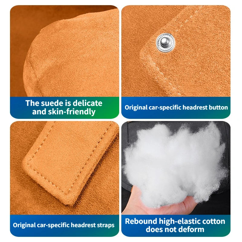 For Chery ICAUR ICAR V27 Car Suede Original Headrest Breathable Comfortable Neck Pillow Outdoor Travel Car Interior Accessories — view 3