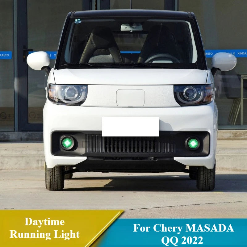 For Chery MASADA QQ 2022 Led Daytime Running Lights Dynamic Yellow Light Turn Signal Front Bumper Fog Lamp DRL Night Green — view 4