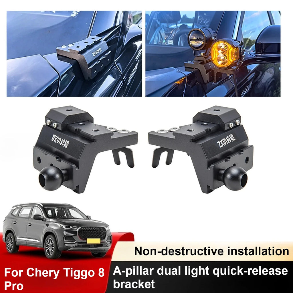 For Chery Tiggo 8 Pro e+ Car A Pillar Led Spotlight Bracket Front Engine Hood Quick Release Dual Guide Rail Expansion Stand — view 1