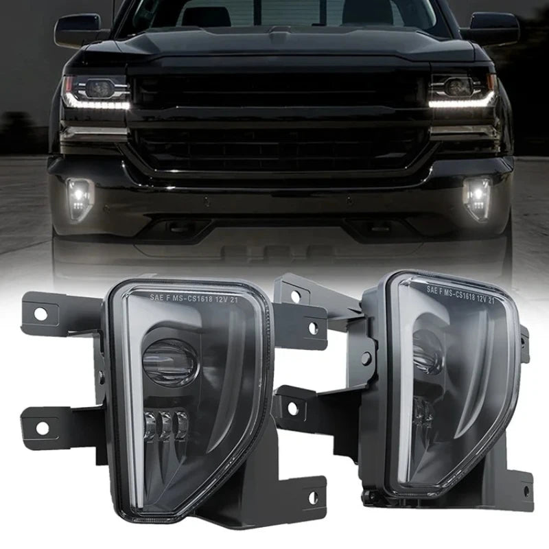 For Chevrolet Silverado 1500 2016 2017 2018 Led Fog Lights 6500K High Brightness Front Bumper Singal Lamp Fog Lamp Assembly DOT — view 1