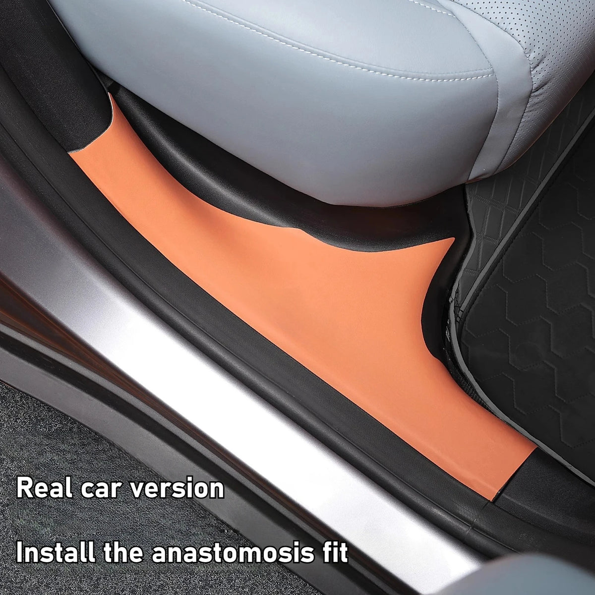For DEEPAL S05 Car Leather Door Sill Protector Anti-Kick Pad Guard Welcome Step Plate Trim Protective Stickers Accessories — view 1