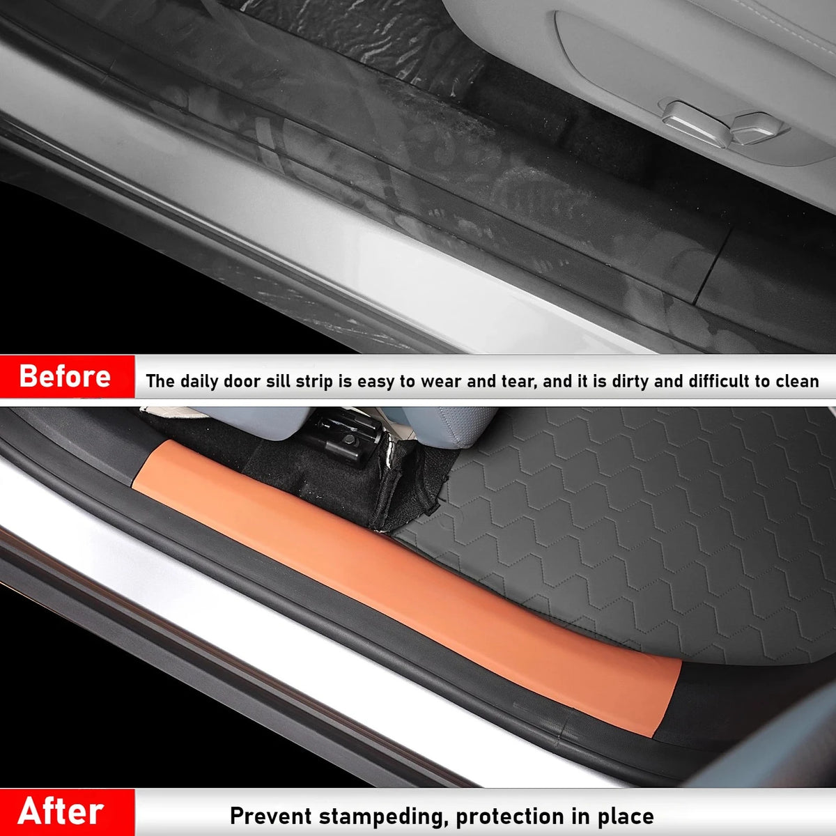 For DEEPAL S05 Car Leather Door Sill Protector Anti-Kick Pad Guard Welcome Step Plate Trim Protective Stickers Accessories — view 4