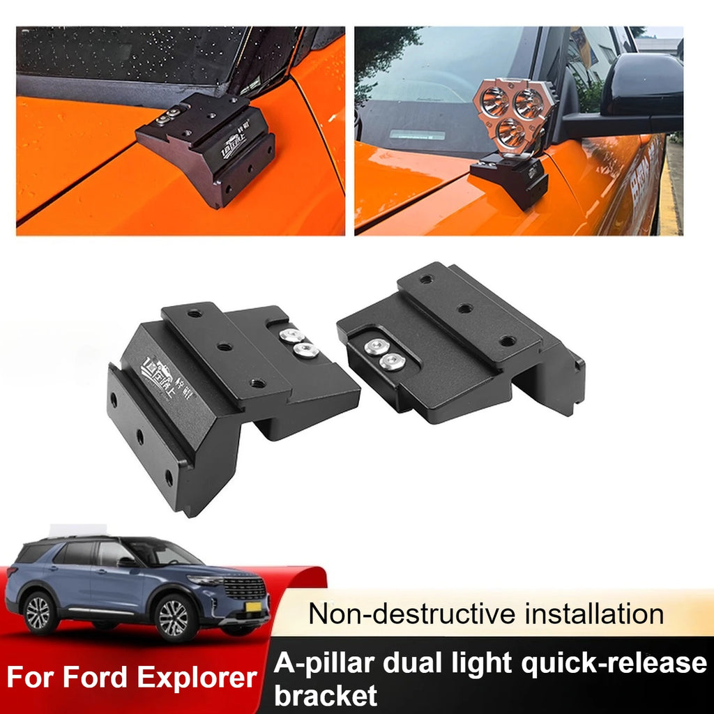 For Ford Explorer Car A Pillar Led Spotlight Bracket Front Engine Hood Quick Release Dual Guide Rail Expansion Stand Lamp Holder — view 1