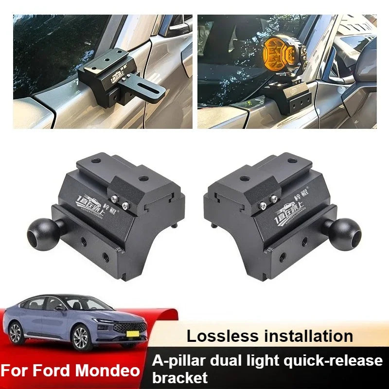 For Ford Mondeo Car A Pillar Led Spotlight Bracket Front Engine Hood Quick Release Dual Guide Rail Expansion Stand Lamp Holder — view 1