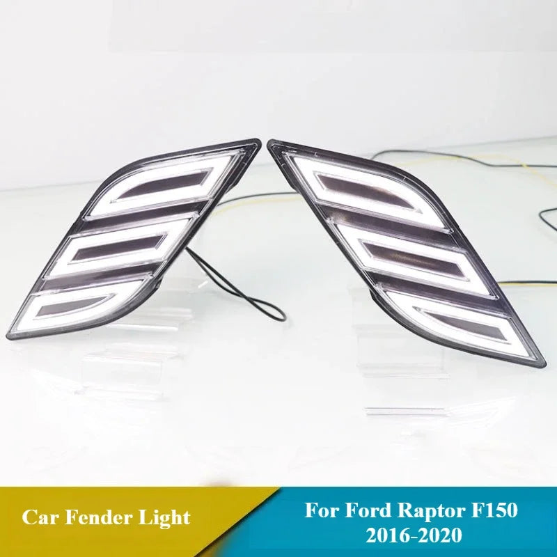 For Ford Raptor F150 F-150 2016-2020 Car Fender Light DRL Wheel Eyebrow Lights LED Daytime Running Light Dynamic Turn Signal — view 2