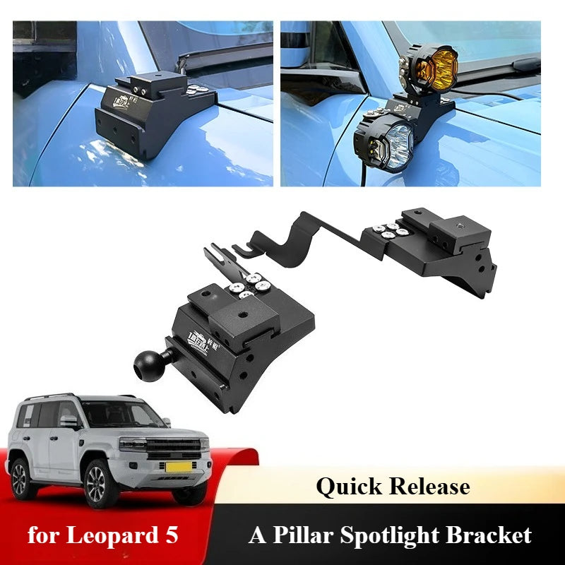 For Formula Leopard 5 Denza B5 Car A Pillar Spotlight Bracket Front Engine Hood Quick Release Dual Guide Rail Expansion Stand — view 1
