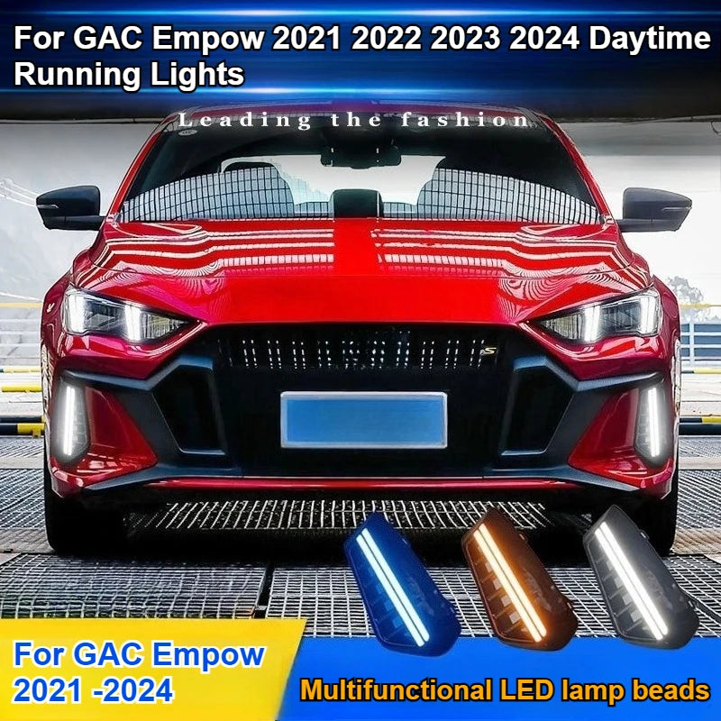 For GAC Empow Attitude 2021 2022 2023 2024 Car LED Daytime Running Lights Front Bumper Fog Lamp DRL Dynamic Turn Signal Daylight — view 3