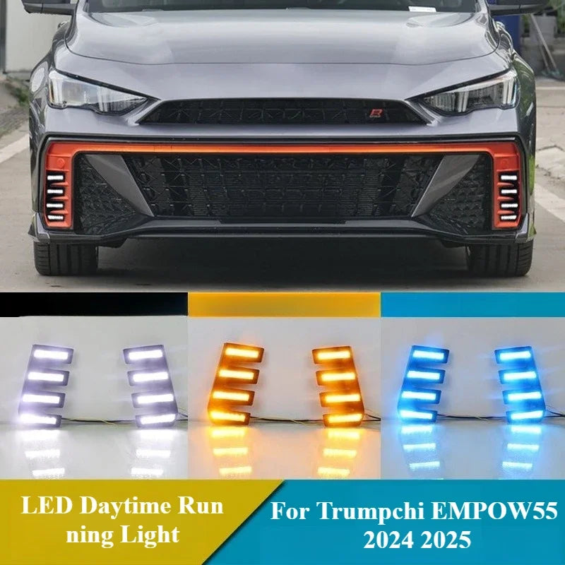 for GAC Trumpchi EMPOW55 Attitude 2024 DRL Car Led Daytime Running Light Front Bumper Fog Light 12V Daylight Dynamic Turn Signal — view 1