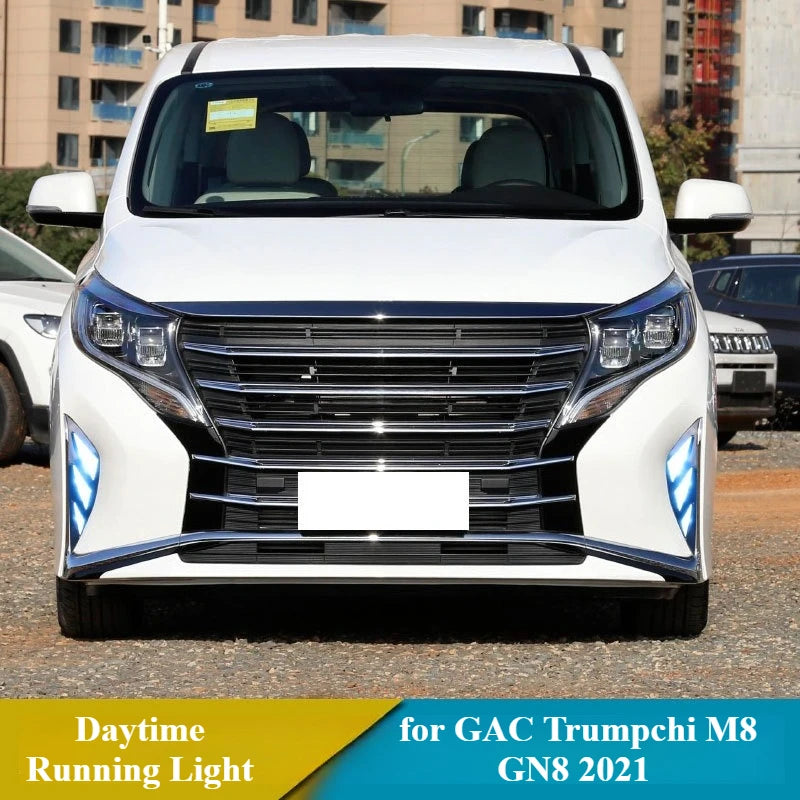 for GAC Trumpchi M8 GN8 2021 Car Led Daytime Running Light DRL Yellow Turn Signal Driving Front Fog Lamp 12V Daylight Night Blue — view 3