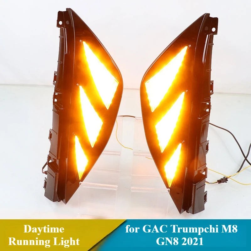 for GAC Trumpchi M8 GN8 2021 Car Led Daytime Running Light DRL Yellow Turn Signal Driving Front Fog Lamp 12V Daylight Night Blue — view 4