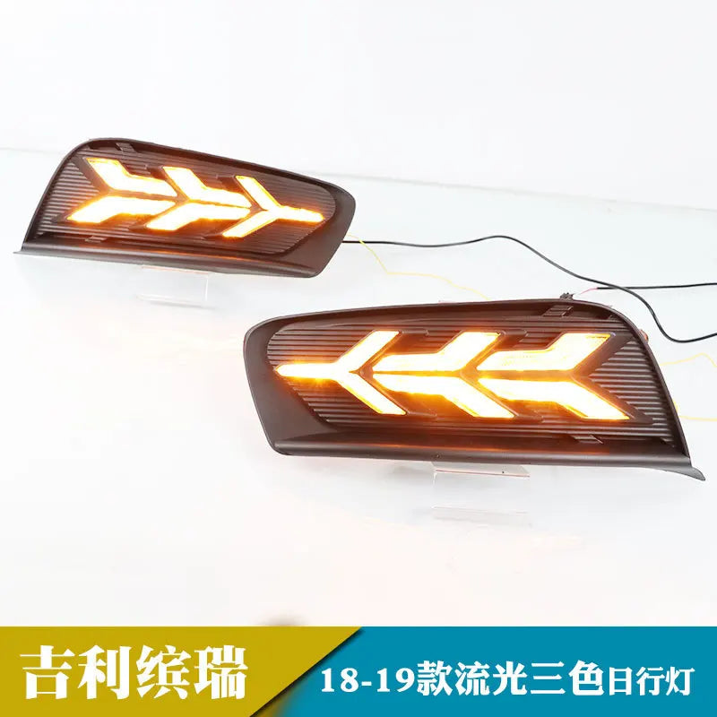 For Geely BINRAY 2018-2019 Car Led Daytime Running Lights DRL Dynamic Turn Signal Lamp Front Fog Light Modified 12V Daylights — view 4