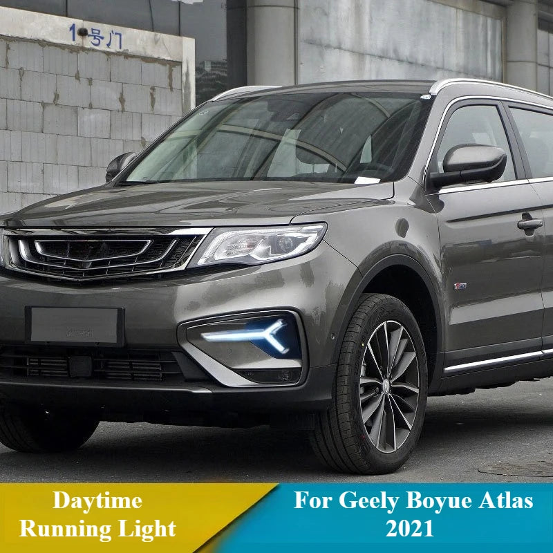 For Geely Boyue Atlas 2021 2Pcs Car Led Daytime Running Lights Dynamic Turn Signal Modified Front Bumper Fog Lamp 12V Daylights — view 3