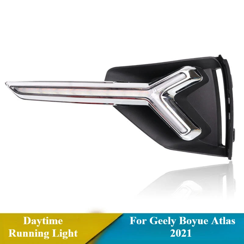 For Geely Boyue Atlas 2021 2Pcs Car Led Daytime Running Lights Dynamic Turn Signal Modified Front Bumper Fog Lamp 12V Daylights — view 5