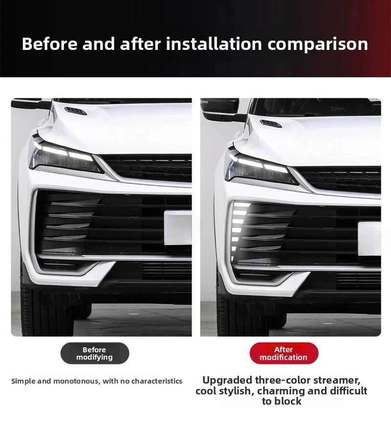 For Geely Coolray L 2025 2Pcs Led Daytime Running Lights DRL Dynamic Turn Signal Front Bumper Fog Lamp 12V Daylights Accessories — view 3