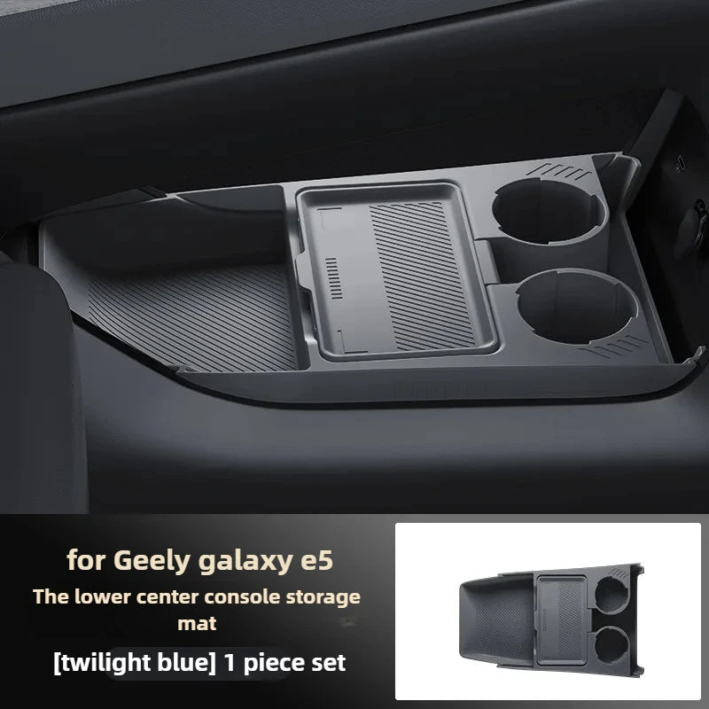 For Geely E5 EX5 E.MAS 7 Car Central Console Lower Storage Box with Cover, Silicone Anti-slip Organizer Tray Box Cup Holder — view 1