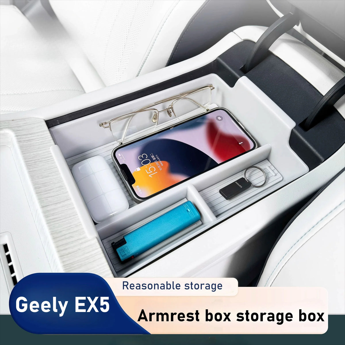 For Geely Galaxy E5 EX5 2024-2026 Central Control Armrest Storage Box Organizing Storage Box Stowing Car Interior Accessories — view 2