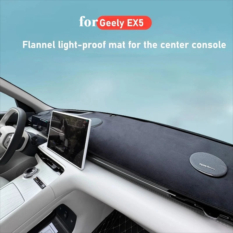 For Geely Galaxy E5 EX5 Car Dashboard Cover Lightproof Protective Pad Leather/Flannel Center Console Sun Shade Non-slip Mats — view 2