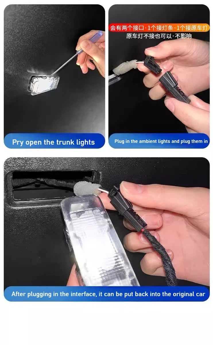 For Geely Galaxy E5 EX5 LED Car Trunk Light Brightening Lighting Atmosphere Light Automatic Sensing Interior LED Light Accessory — view 6