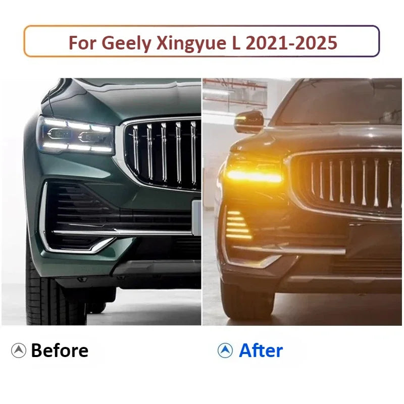For Geely Monjaro KX11 Xingyue L 2021-2025 Led Daytime Running Lights DRL Dynamic Turn Signals Front Bumper Fog Lamp Daylights — view 2