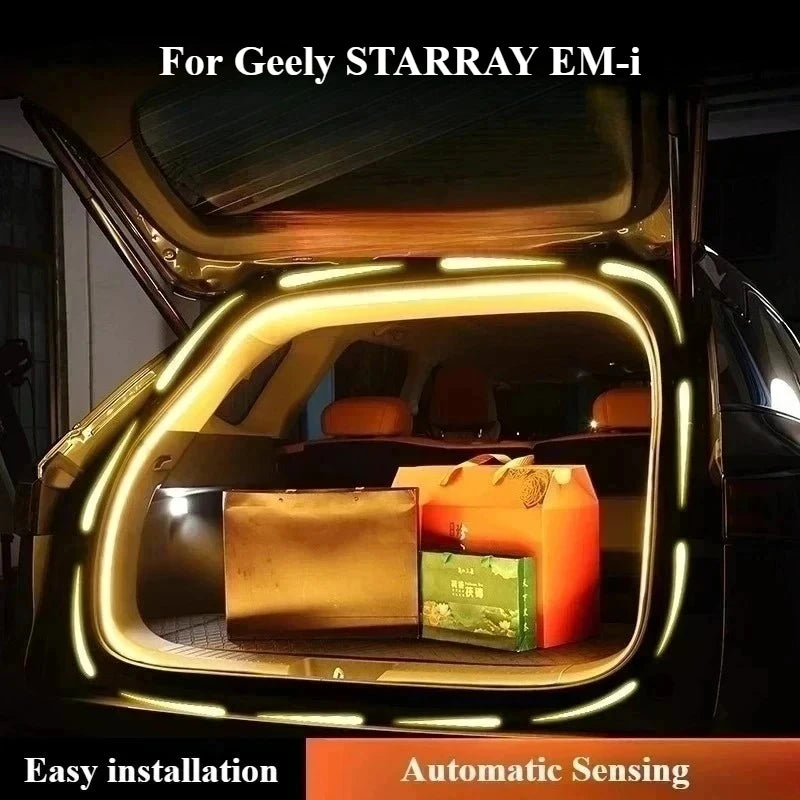 For Geely STARRAY EM-i Car Trunk Ambient Light Automatic Sensing Outdoor Camping Lighting Silicone Led Dynamic Light Strips — view 1