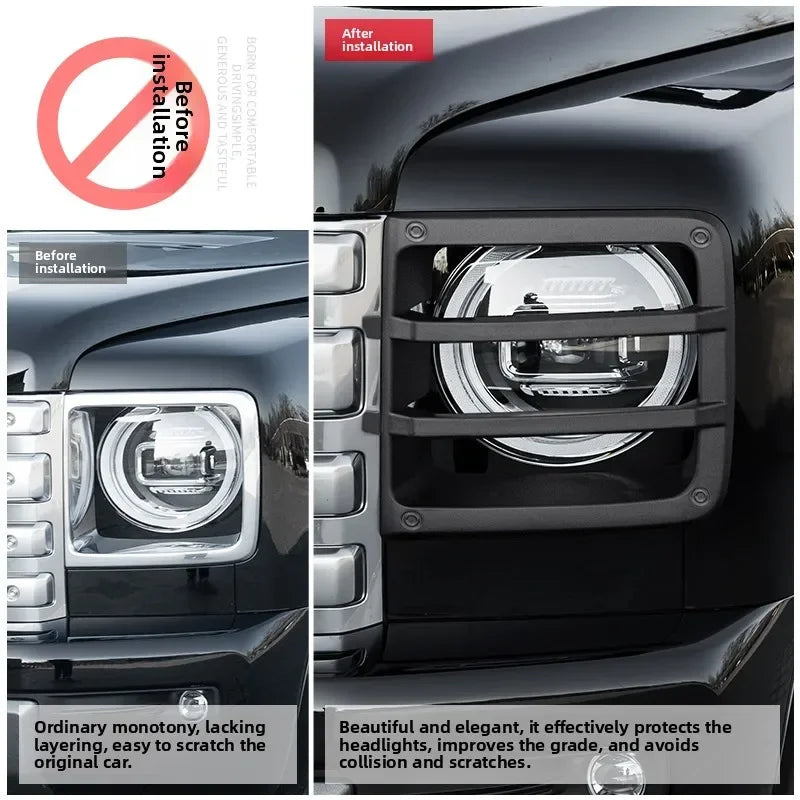 For Great Wall GWM Haval H9 2024 + 2Pcs/Set Car Front Headlight Cover Anti-Collision Headlamp Decoration Frame Protective Cover — view 3