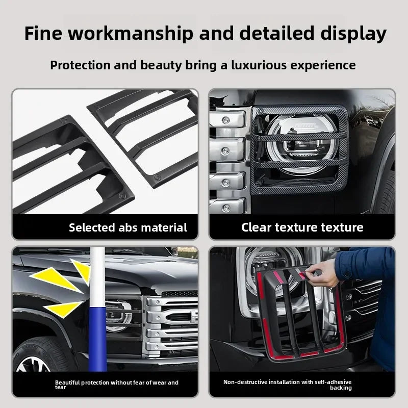 For Great Wall GWM Haval H9 2024 + 2Pcs/Set Car Front Headlight Cover Anti-Collision Headlamp Decoration Frame Protective Cover — view 4