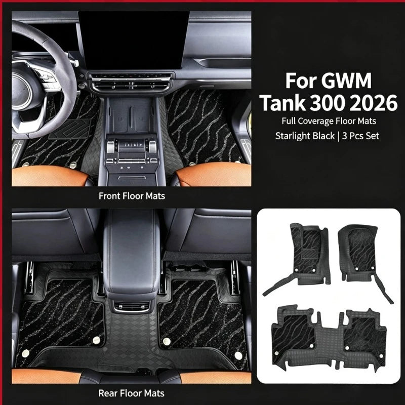 For GWM Tank 300 2026 Car Full-Coverage Floor Mats Wear-Resistant Double Layers Leather+Starry Sky Foot Carpets Accessories — view 1