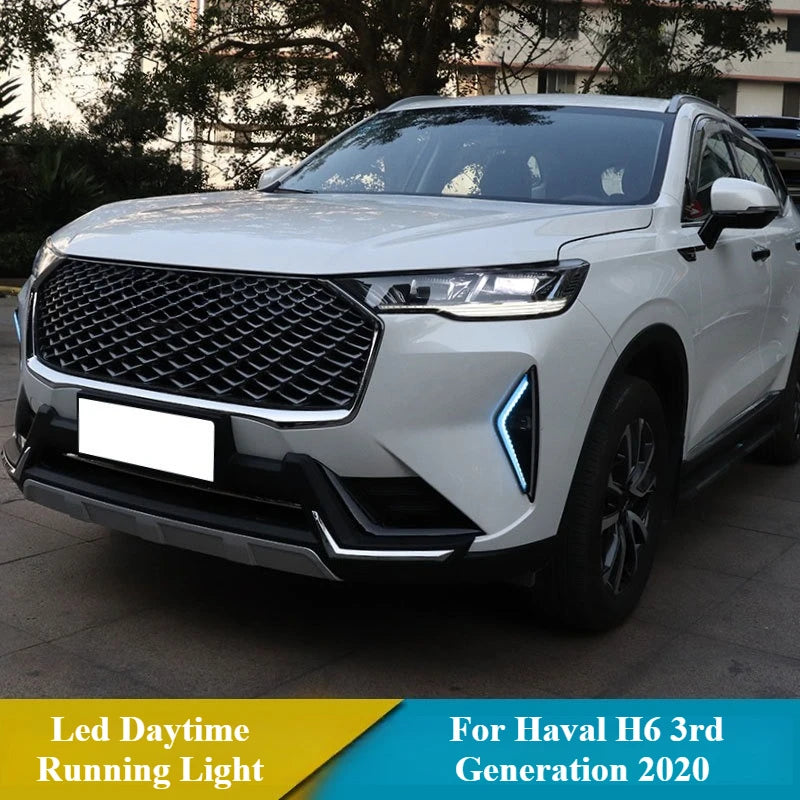 For Haval H6 3rd Generation 2020 Car Led Daytime Running Light Streamer Steering Modified DRL Front Bumper Fog Lamp 12V Daylight — view 2