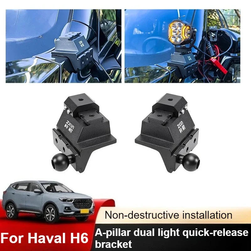 For Haval H6 Car A Pillar Led Spotlight Bracket Front Engine Hood Quick Release Dual Guide Rail Expansion Stand Lamp Holder — view 1