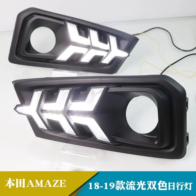 For Honda AMAZE 2018-2019 Car Led Daytime Running Lights DRL Dynamic Turn Signal Lamp Front Fog Light Modified 12V Daylights — view 4