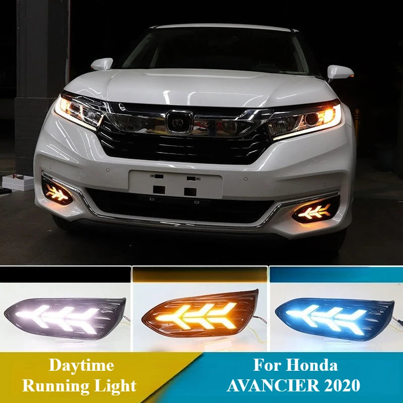 For Honda AVANCIER 2020 Car Led Daytime Running Light Dynamic Turn Signal DRL Front Bumper Fog Lamp Night Blue 12V Daylight — view 1