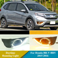 For Honda BR-V BRV 2015 2016 2Pc LED Daytime Running Light DRL Yellow Turn Signal 12V Daylight Front Bumper Fog Lamp Accessories — view 1