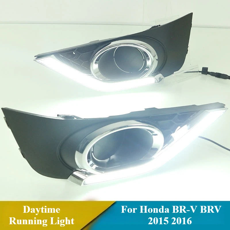 For Honda BR-V BRV 2015 2016 2Pc LED Daytime Running Light DRL Yellow Turn Signal 12V Daylight Front Bumper Fog Lamp Accessories — view 4