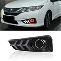 For Honda City 2015 2016 2017 Car LED Daytime Running Light DRL Yellow Dynamic Turn Signal Front Bumper Fog Lamp 12V Daylights — view 1