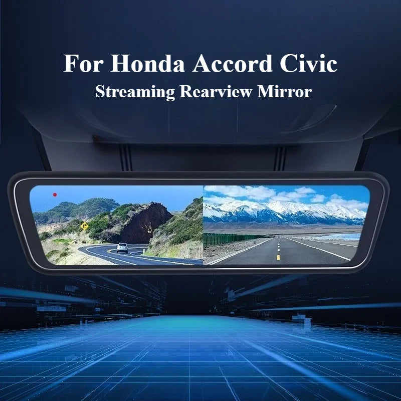 For Honda Civic CRV Accord 8.2" 1080p Streaming Media Dash Recorder Rearview Mirror Camera Front Rear Night Vision Video Recorde — view 1