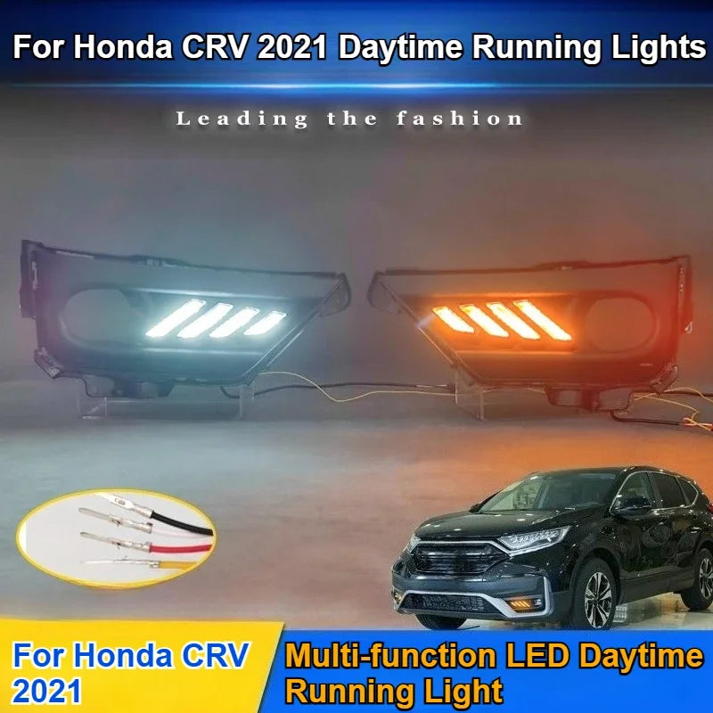 For Honda CRV CR-V 2021 2Pcs Car Led Daytime Running Light DRL Front Fog Lamp Dynamic Turn Signal 12V Daylights Night Blue — view 2